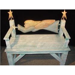 HAND CARVED AND HAND MADE WOODEN OUTDOOR BENCH