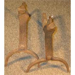 PAIR OF HANDWROUGHT IRON ANDIRIONS