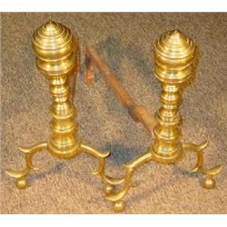 PAIR OF BRASS ANDIRONS