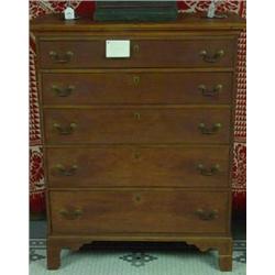 RHODE ISLAND CHERRY WOOD TALL CHEST OF FIVE DRAWERS