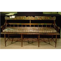 PENNSYLVANIA HALF-SPINDLE BACK, PLANK SEATED BENCH