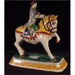 DELFT POTTERY SCULPTED HORSE AND RIDER