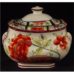 GAUDY DUTCH PORCELAIN COVERED SUGAR BOWL