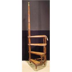 MAHOGANY SHERATON STYLED QUARTER ROUND/FOUR STEP LIBRARY STAIRS