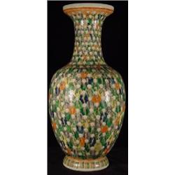 TALL CHINESE OVERGLAZED ENAMELED PORCELAIN VASE