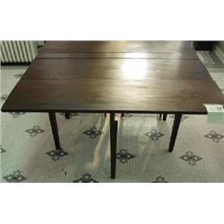 DARK STAINED PROVINCIAL HEPPLEWHITE SWING LEGGED, SIX-LEGGED DROP-LEAF TABLE