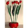 Image 1 : EIGHT HAND CARVED AND PAINTED WOODEN RED TULIPS