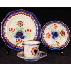 FOUR PIECES OF GAUDY STAFFORDSHIRE IRONSTONE