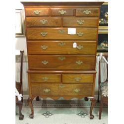 SOUTHERN WALNUT TWO-PART FLAT TOP HIGHBOY