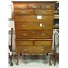Image 1 : SOUTHERN WALNUT TWO-PART FLAT TOP HIGHBOY