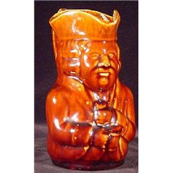 ROCKINGHAM YELLOW OCHREWARE BROWN/TORTOISE GLAZED TOBY JUG