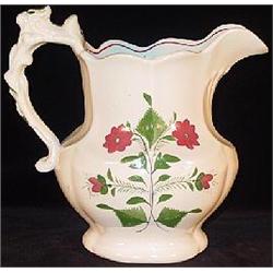 GAUDY ENGLISH STAFFORDSHIRE PORCELAIN HAND PAINTED PITCHER