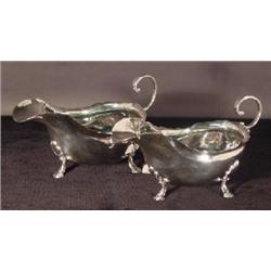 PAIR OF ENGLISH SILVER GRAVY BOATS