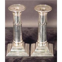 PAIR OF 6" HIGH SILVER PLATED CANDLESTICKS