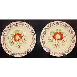 TWO 6 ½" ROUND PEARLWARE EARTHENWARE GAUDY DUTCH PLATES