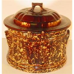 YELLOW OCHREWARE COVERED JAR