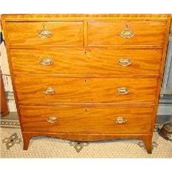HEPPLEWHITE MAHOGANY CHEST OF TWO SHORT AND THREE LONG DRAWERS