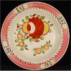 ENGLISH "PEARLWARE" PORCELAIN FLANGED, ROUND BOWL