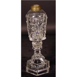 A CLEAR PRESSED FLINT GLASS WHALE OIL LAMP
