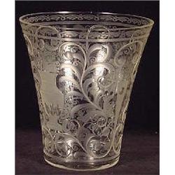 A CLEAR BLOWN AND ENGRAVED "FLIP" GLASS