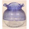 Image 1 : A BLUE THREADED BLOWN CLEAR GLASS ROSE BOWL