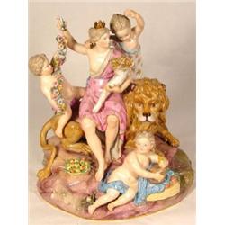 CROSSED SWORD MEISSEN PORCELAIN GROUP FIGURE