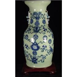 A MID 19TH C. CHINESE BLUE AND PALE TURQUOISE GLAZED TEMPLE JAR