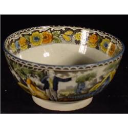 SALOPIAN POLYCHROME ENAMELED TRANSFER PRINT, DEEP SIDED BOWL