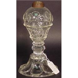 CLEAR PRESSED GLASS WHALE OIL LAMP BASE