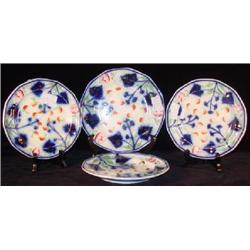 FOUR GAUDY IRONSTONE PLATES