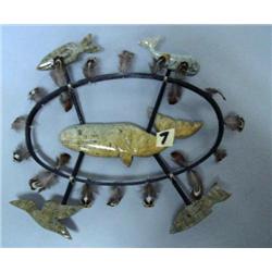 12" soapstone spirit mask with whale, fish and bird (2)