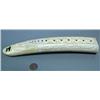 Image 1 : 12-1/2" ivory cribbage board with relief carved bead inlaid with baleen stock #345f (2)