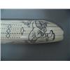 Image 2 : 6-pound twenty inch ivory tusk made into cribbage board scrimshawed with eagle, rabbit, man, ram, ca