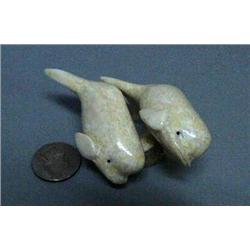 Pair of 2-1/2" ivory beluga whales by Mark Seaganna (2)