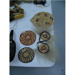 3 grass trays and pair of dance fans (46)