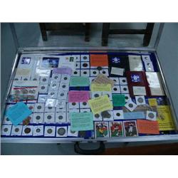 Huge collection of coins, gem stones, baseball cards- seated Liberty dimes, 1880 silver dollar, Indi
