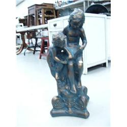 Mother and child reading a book approx. 27" tall cast iron (500)