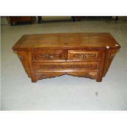 New carved coffee table, 17 3/4 H, 42" W, 16 1/2 D, stock #1313 (8888)