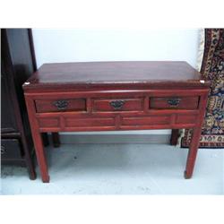 3-drawer buffet red finish, 33 3/4" H, 48 1/2" W, 22" D, stock #029 (8888)