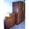 Image 1 : English walnut chest of drawers; 2-door wardrobe; leather coat from Salt Lake Olympics in 2002 (58)