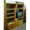 Image 1 : 2 hand carved wood hanging racks; TV; DVD player; oak entertainment center; 2 end tables; pair of Ke