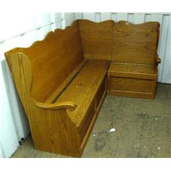 Oak corner bench with lift up seats (61)