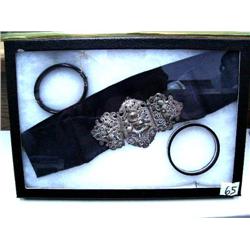 2 bracelets; silver Indian buckle (74)