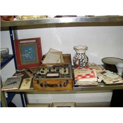 12" vase signed by R. Lucero Isleta, Pueblo; assorted cook books; old tube tester in wood case; book