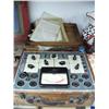 Image 3 : 12" vase signed by R. Lucero Isleta, Pueblo; assorted cook books; old tube tester in wood case; book
