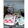 Image 4 : 12" vase signed by R. Lucero Isleta, Pueblo; assorted cook books; old tube tester in wood case; book