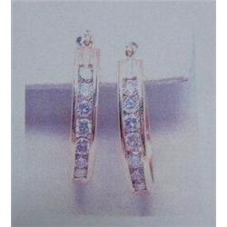 Diamond Hoop Earrings 14 K yellow gold- Diamonds are round brilliant cut approx. 1.00 carats- estima