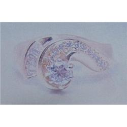 Diamond Lady's Ring 14 K yellow gold- diamond is round brilliant cut approx. 0.35 carats; diamonds a