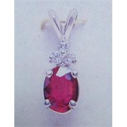 Fine Burmese Ruby and Diamond Pendant and Chain 14 K white gold- ruby is oval, faceted approx. 0.92 