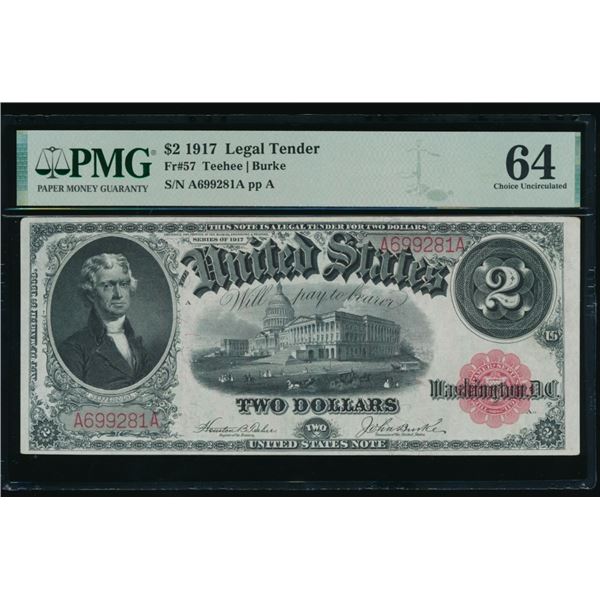 1917 $2 Legal Tender Note PMG 64